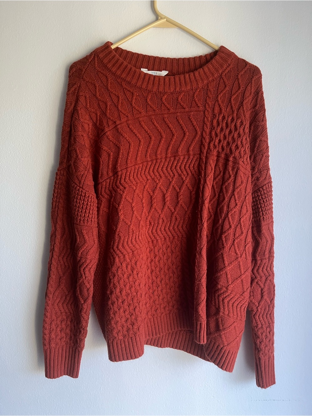 Time and Tru Chunky Cable Knit Sweater - Rust
